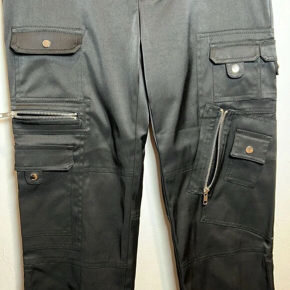 Cache Pants Black Sexy Satin Cargo Crop Zipper Size 4 NWT Deadstock - Picture 5 of 16